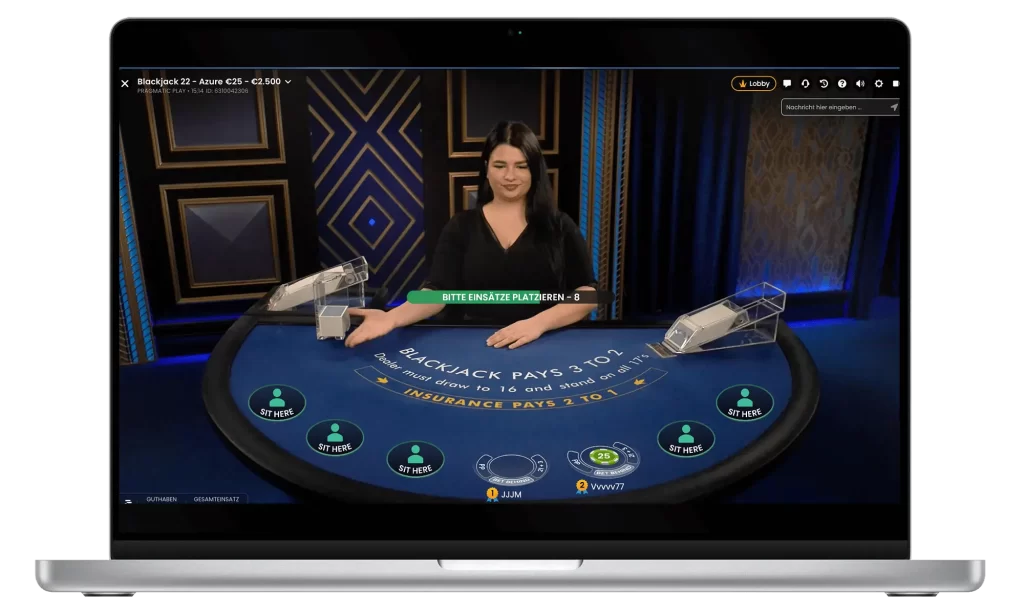 Online Casino PlanGames Live-Casino mit Dealer am Spieltisch