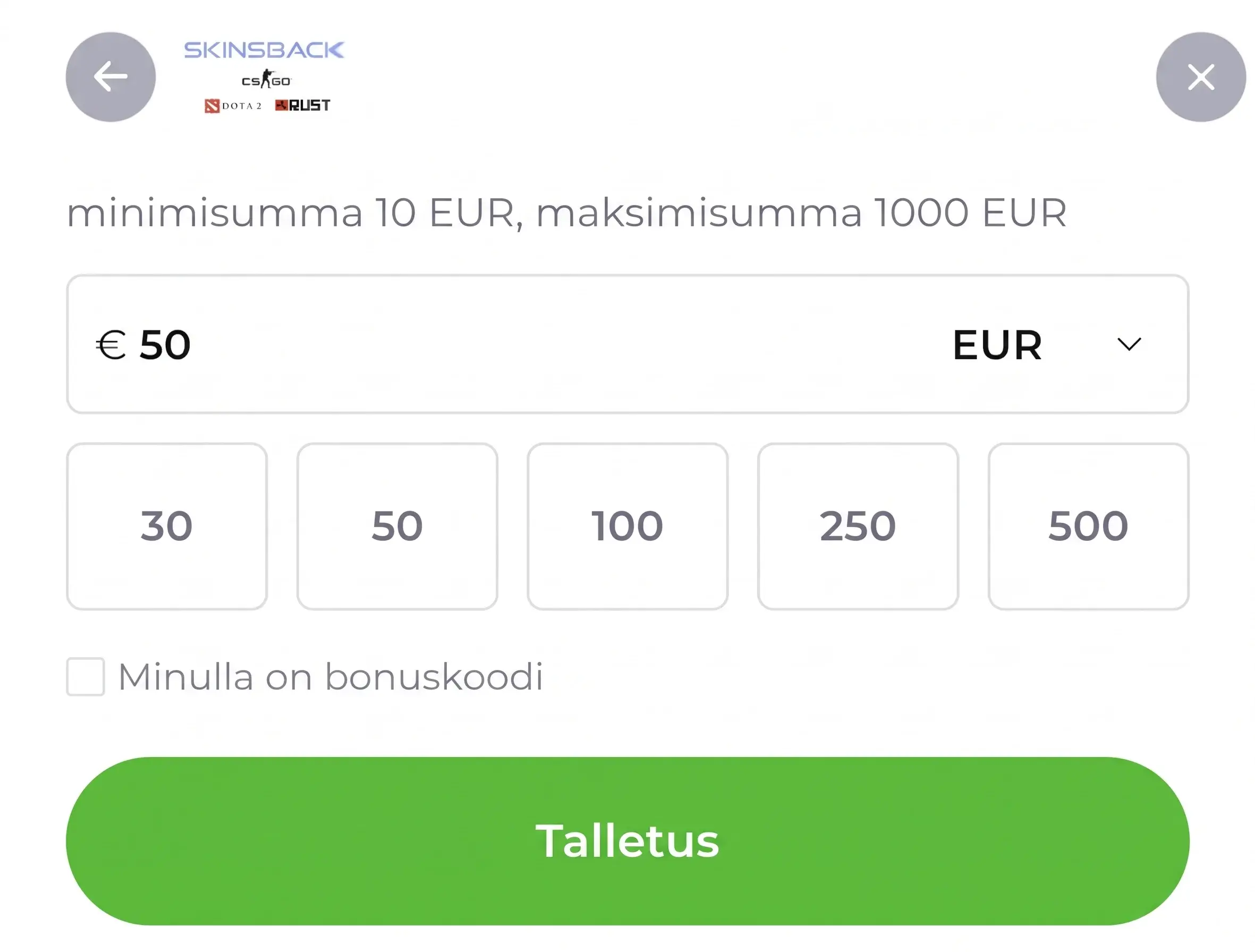 PlanGamesin kasinon talletus Skinsbackin ja muiden maksutapojen kautta